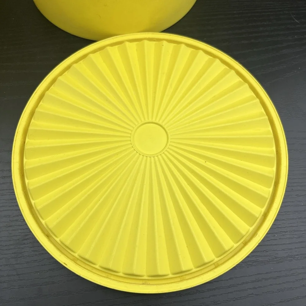 Vintage Tupperware Yellow Servalier Nesting Canister Set of 2 Storage Bowls
